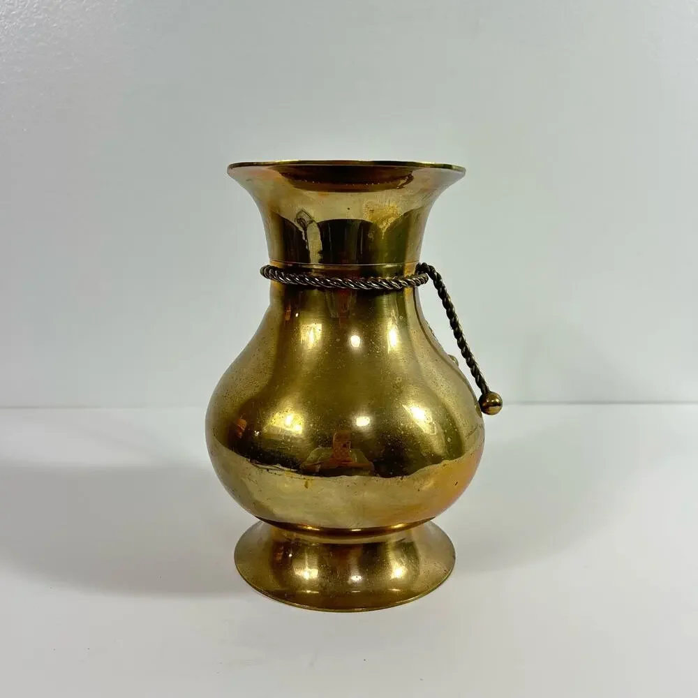 Vintage Brass Pitcher Rope Handle Made in India